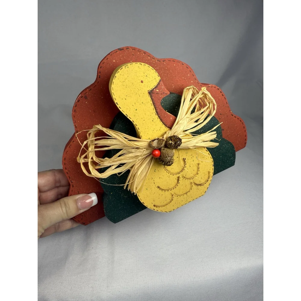 Thanksgiving Wooden Turkey Table decoration- Shelf Sitter - Centerpiece 6” Tall
